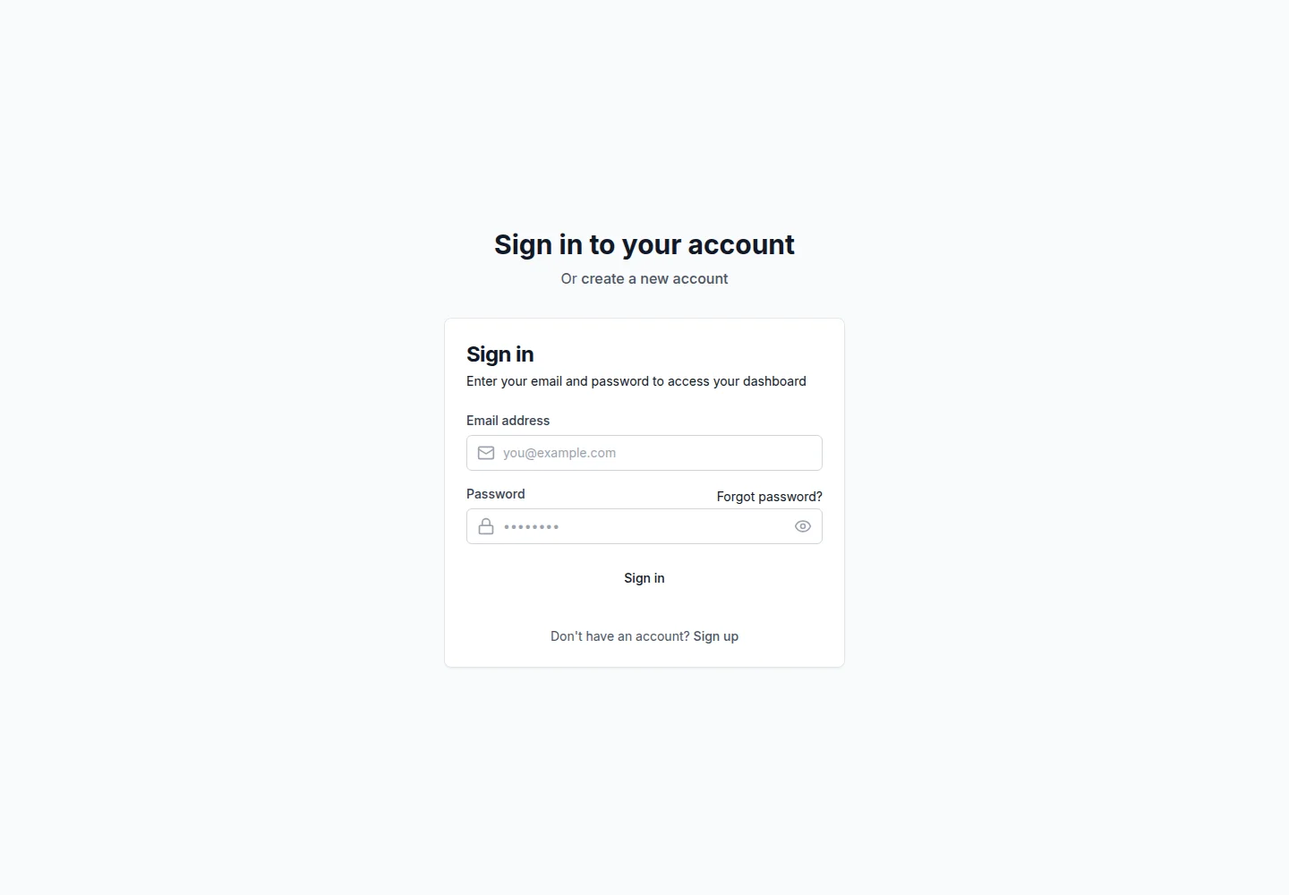 Meridian CRM sign-in screen, the entry point of the real estate CRM application